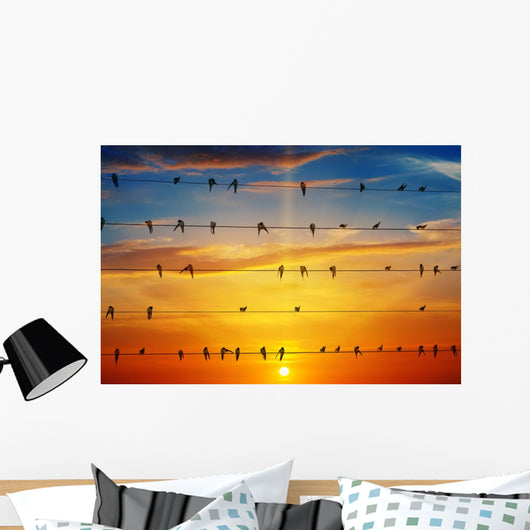 birds on a background of sunrise Wall Decal