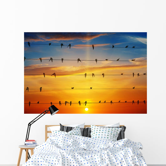 birds on a background of sunrise Wall Decal