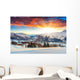 Mountain Town in Winter at Sunrise Wall Decal