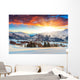 Mountain Town in Winter at Sunrise Wall Decal