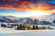 Mountain Town in Winter at Sunrise Wall Decal