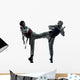karate taekwondo martial arts man woman couple silhouette Wall Decal