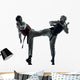 karate taekwondo martial arts man woman couple silhouette Wall Decal