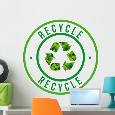 Recycle Icon Wall Decal shown on a wall