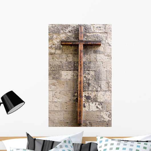 Wooden Cross on Wall Wall Decal