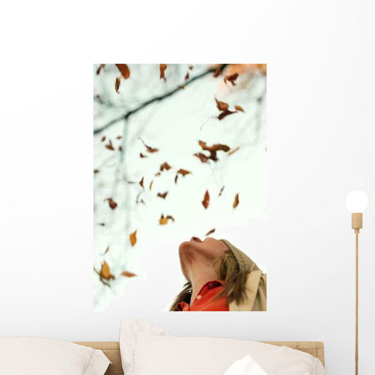 Woman Falling Leaves Wall Decal