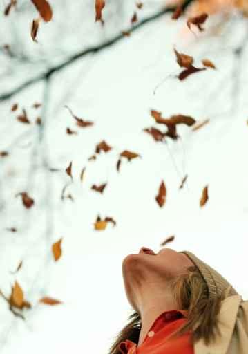 Woman Falling Leaves Wall Decal