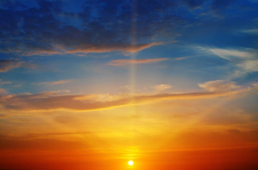 the sun rays illuminate the sky above the horizon Wall Decal