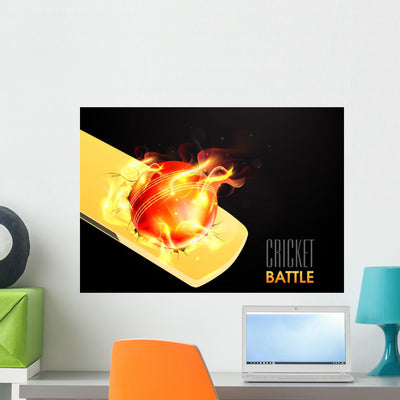 Red Ball Fire Wall Decal shown on a wall