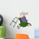 Old woman running with walker Wall Decal
