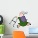 Old woman running with walker Wall Decal