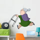 Old woman running with walker Wall Decal