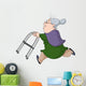 Old woman running with walker Wall Decal