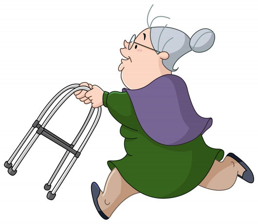 Old woman running with walker Wall Decal