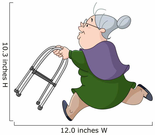Old woman running with walker Wall Decal