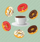 Donuts with Cup Coffee Wall Decal
