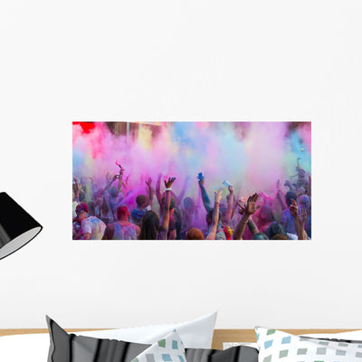 Holi Wall Decal shown on a wall