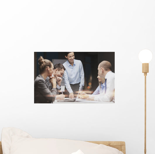 Smiling Female Boss Talking Wall Decal