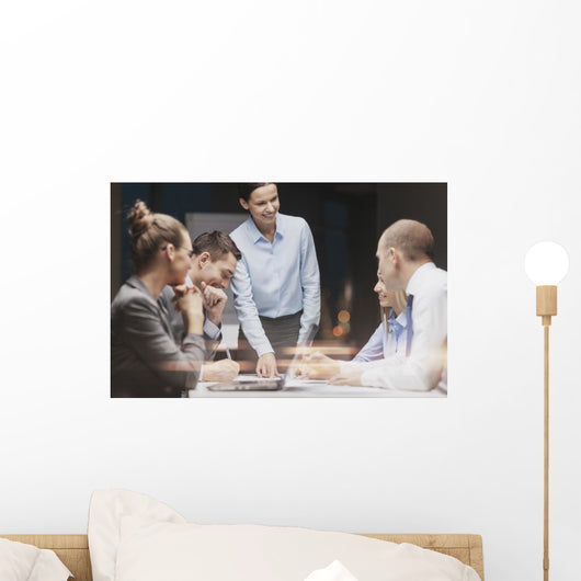 Smiling Female Boss Talking Wall Decal