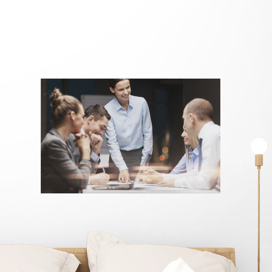 Smiling Female Boss Talking Wall Decal