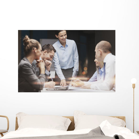 Smiling Female Boss Talking Wall Decal