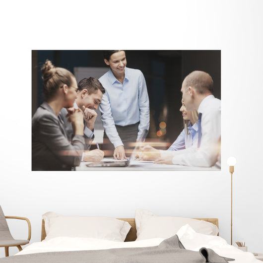 Smiling Female Boss Talking Wall Decal