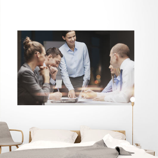 Smiling Female Boss Talking Wall Decal