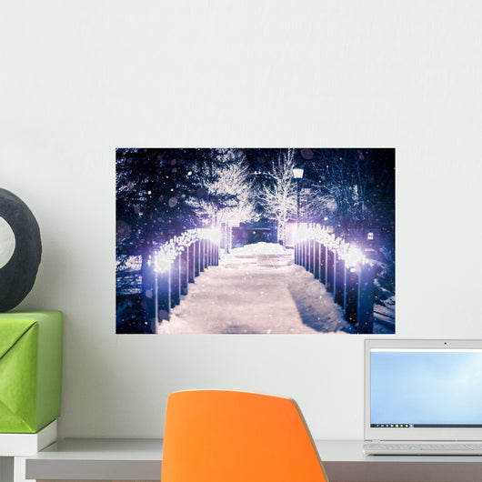 Park Bridge Winter Wall Decal