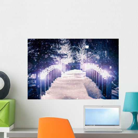 Park Bridge Winter Wall Decal