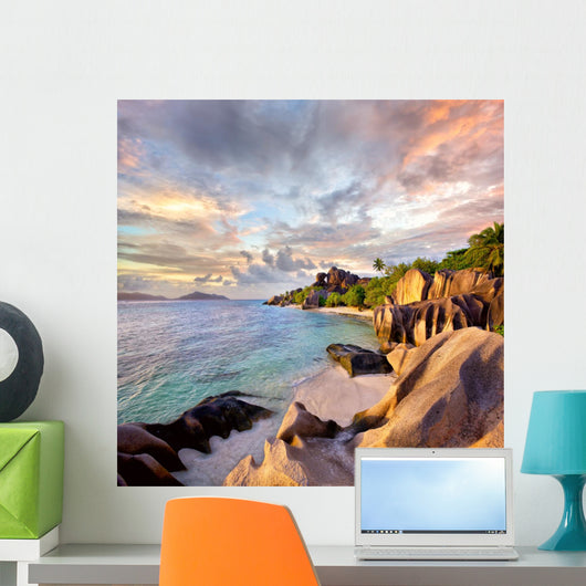 Anse Source D'argent Beach in the Evening Wall Decal