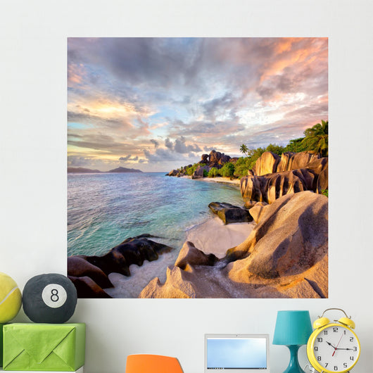 Anse Source D'argent Beach in the Evening Wall Decal