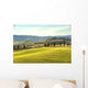 Artistic Tuscan landscape with cypresses, wavy fields and house Wall Decal