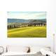 Artistic Tuscan landscape with cypresses, wavy fields and house Wall Decal