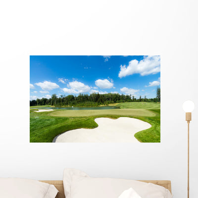 Golf Course Sunlight Wall Decal shown on a wall
