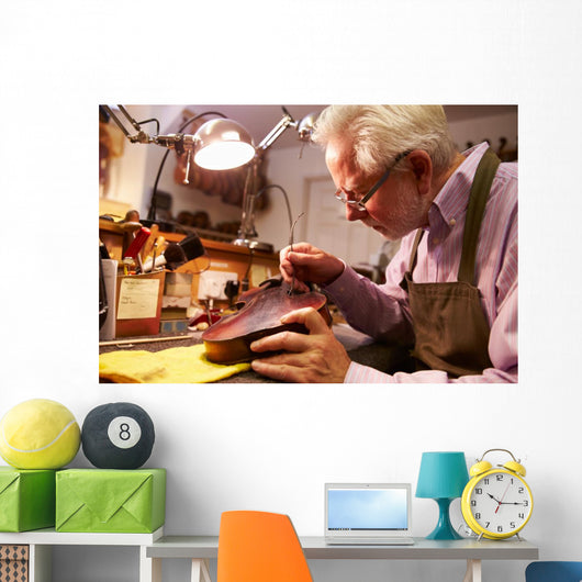 Man Restoring Violin Workshop Wall Decal
