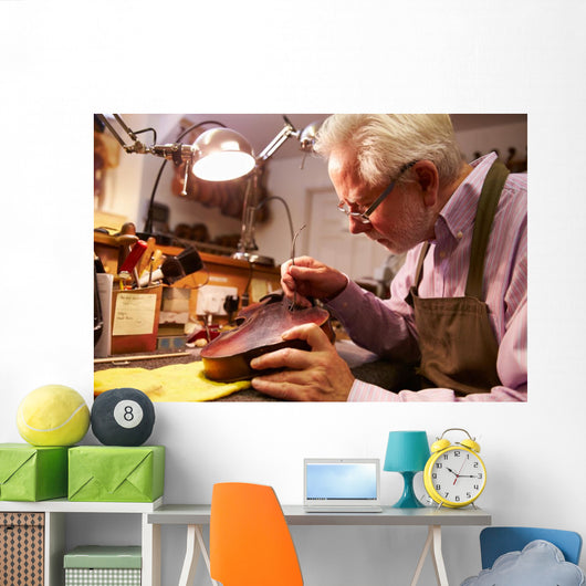 Man Restoring Violin Workshop Wall Decal