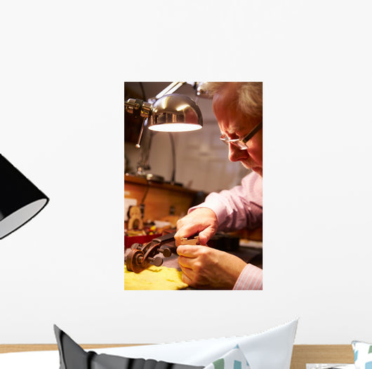Man Restoring Violin Workshop Close-up Wall Decal
