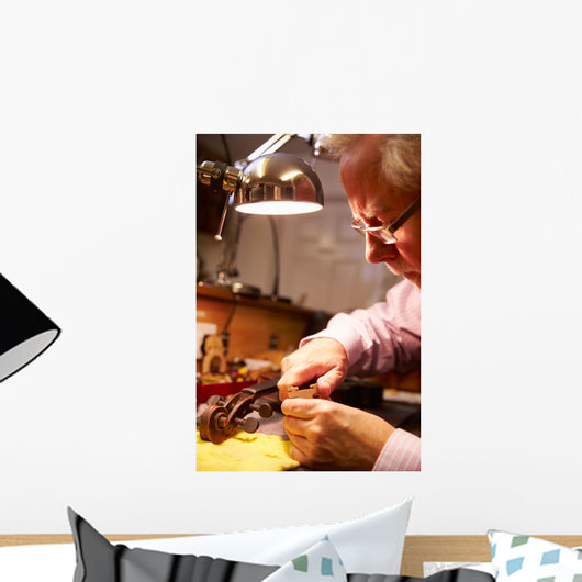 Man Restoring Violin Workshop Close-up Wall Decal