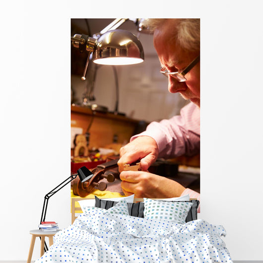 Man Restoring Violin Workshop Close-up Wall Decal
