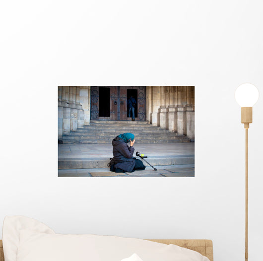 Mendicant Begging outside Church Wall Decal
