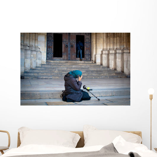 Mendicant Begging outside Church Wall Decal