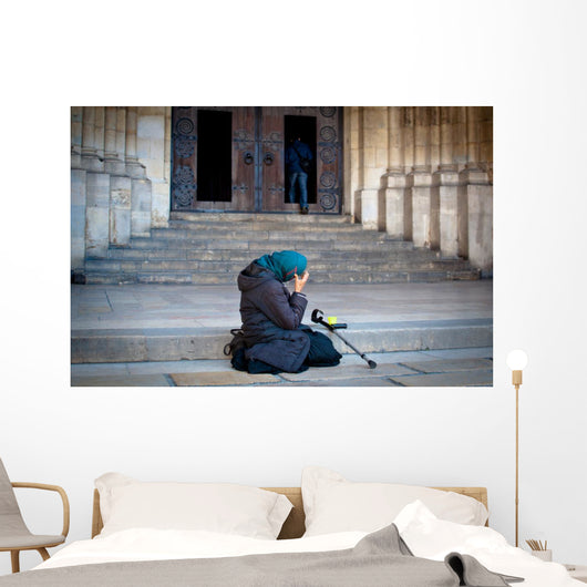 Mendicant Begging outside Church Wall Decal