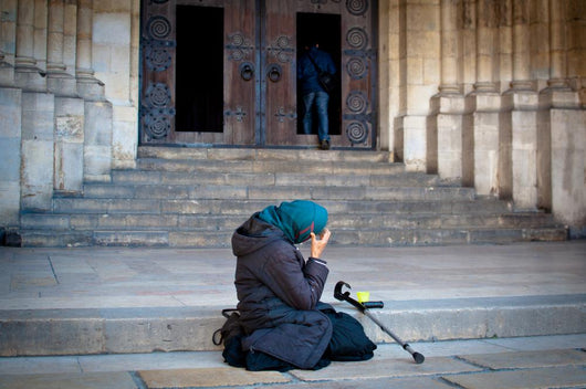Mendicant Begging outside Church Wall Decal