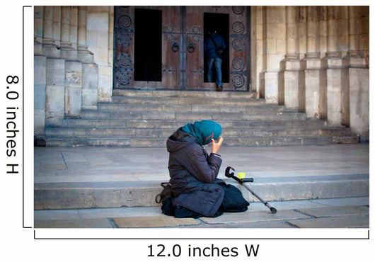 Mendicant Begging outside Church Wall Decal