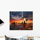 Alien Planet with Earth Wall Decal
