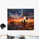 Alien Planet with Earth Wall Decal