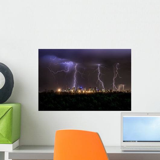 Thunderstorm over Melbourne City Wall Decal
