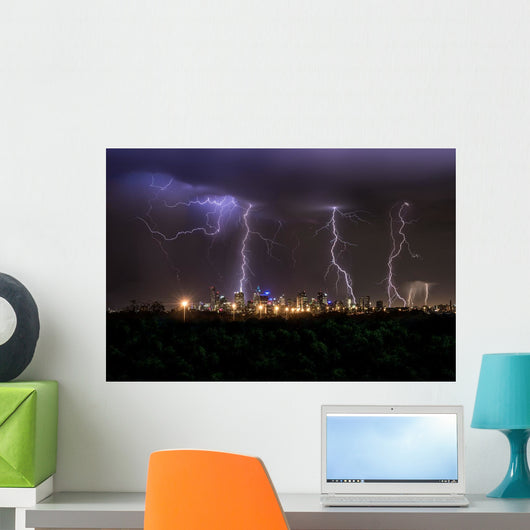 Thunderstorm over Melbourne City Wall Decal