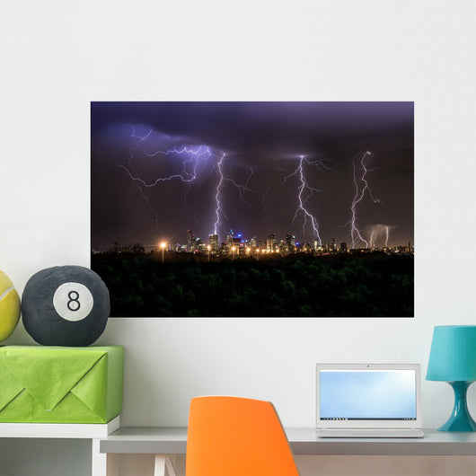 Thunderstorm over Melbourne City Wall Decal