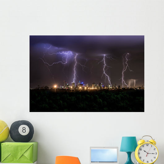 Thunderstorm over Melbourne City Wall Decal